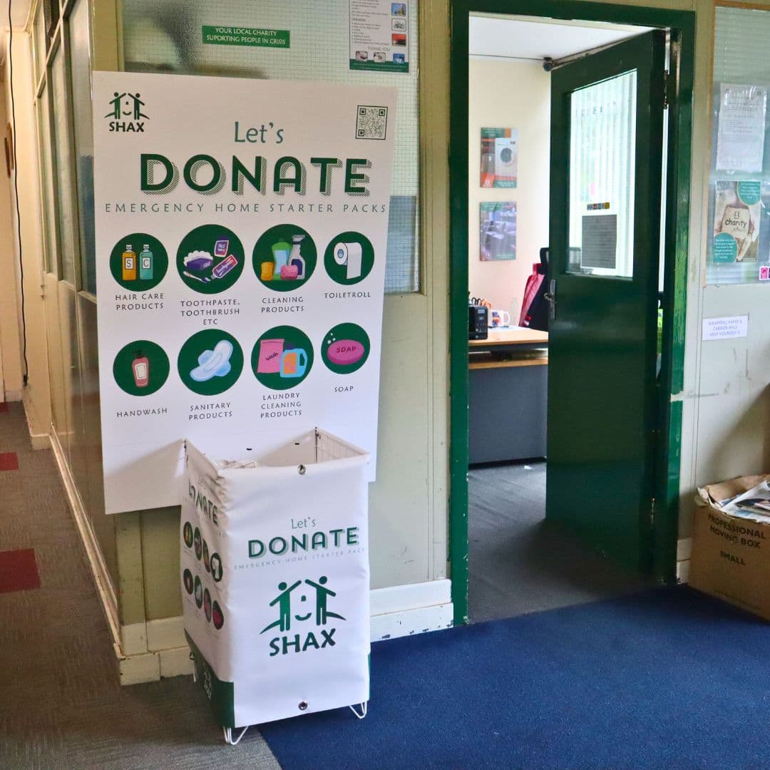 SHAX donation point for Emergency Home Starter Packs